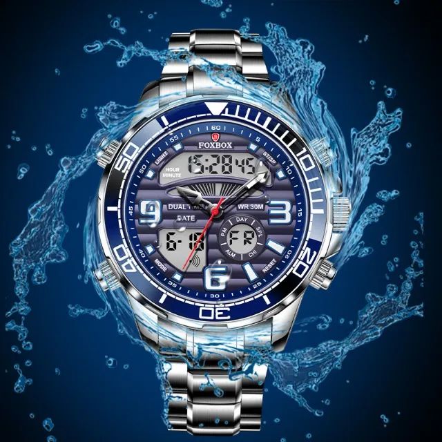 Relógio Foxbox Dual Time Aço Inox   - Foto 3