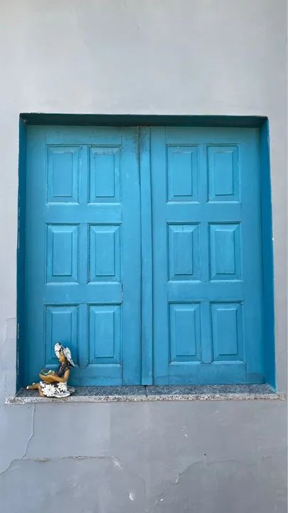 Janelas de madeira azuis - estilo colonial