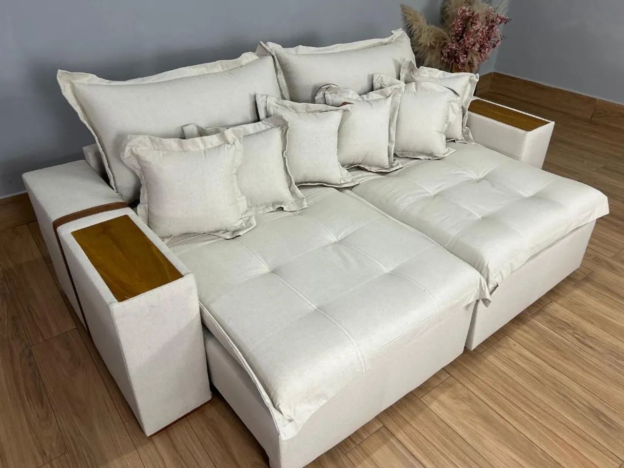 Sofá Cama Retrátil Reclinável Gabi 2,10m D33 e Molas Ensacadas l865