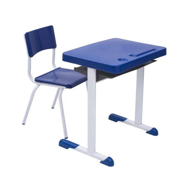 Kit Escolar Individual Azul Mesa e Cadeira Juvenil 6 a 9 Anos Conforto Durável 40999