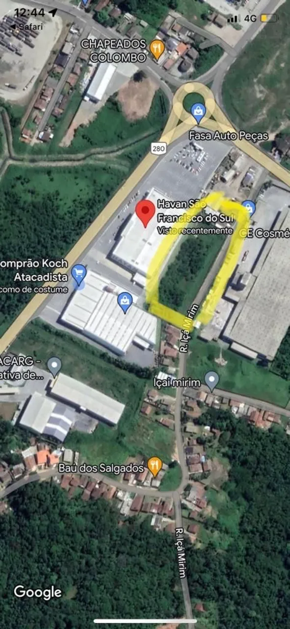 Terreno 7.000 m2 fundos com a HAVAN e próximo ao PORTO de São Francisco do Sul - SC