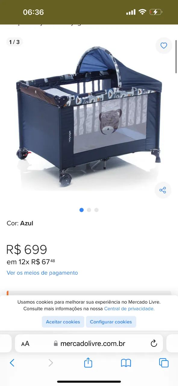 Berço Portátil Azul