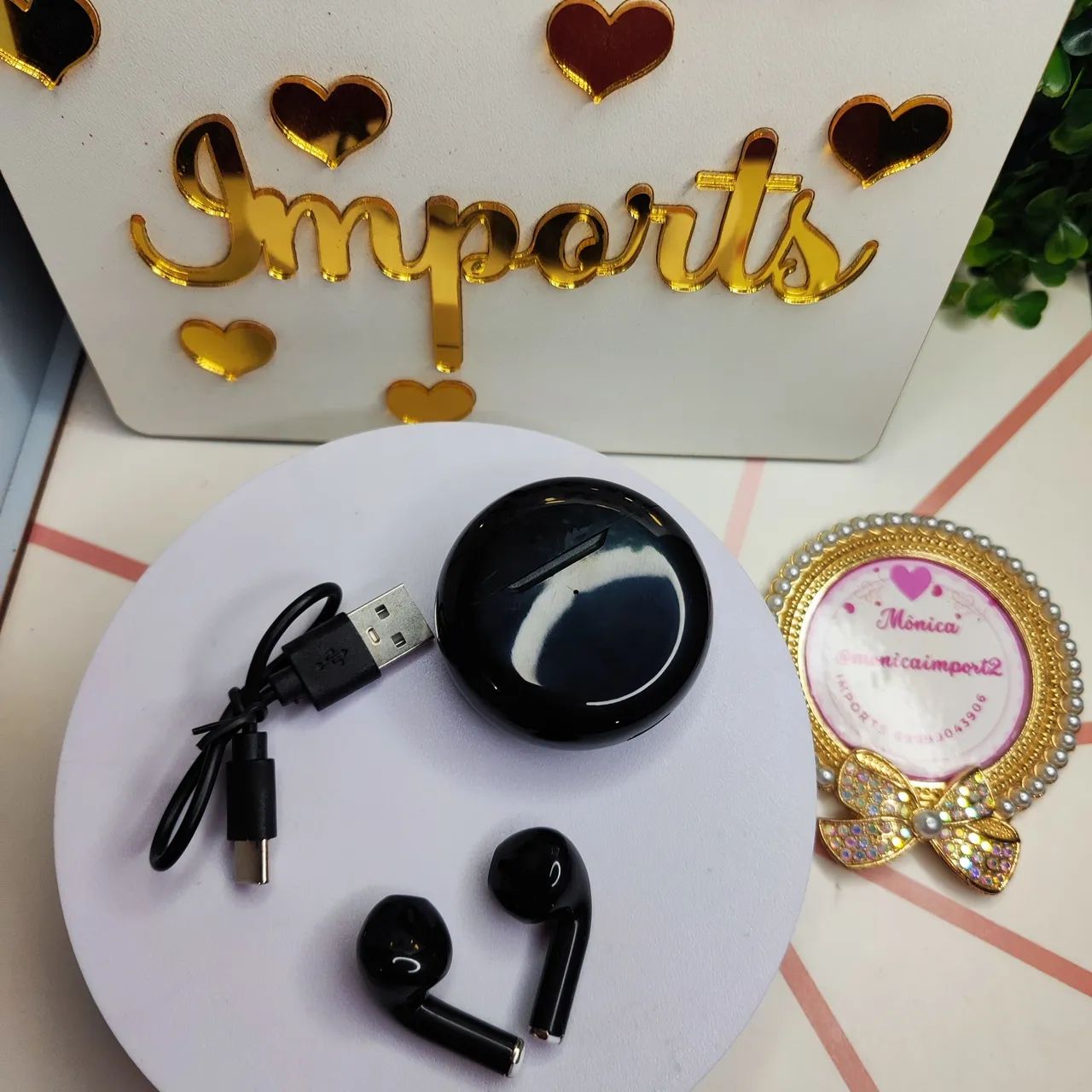 Fone de ouvido bluetooth com estojo de carregamento