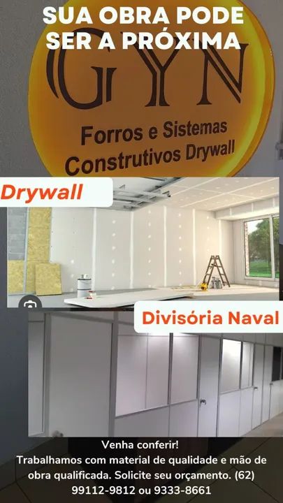 Drywall (gesso acartonado) e Divisoria Naval