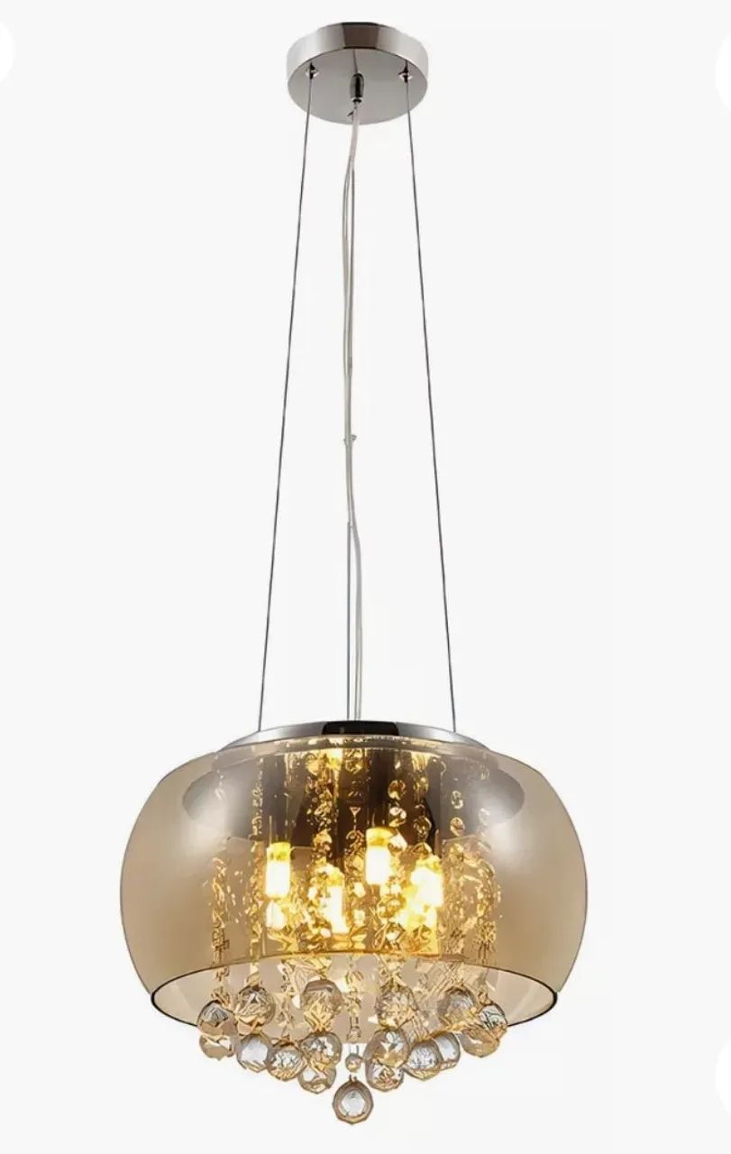Lustre Moderno Dourado Led Cristal  - Foto 2