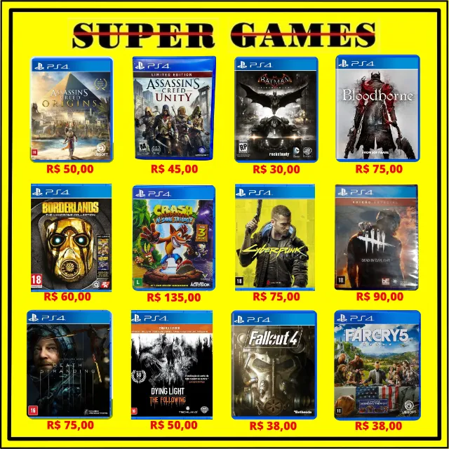 Jogos PS4 em até 6x sem juros, Loja física desde 2004, Próximo ao Metrô.