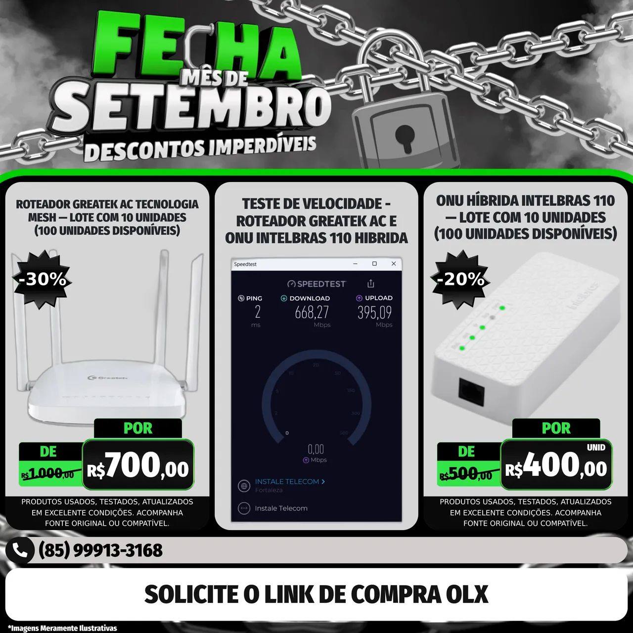 ONU INTELBRAS 110 HÍBRIDA  LOTE 10 UNIDADES COM FONTE  - Foto 2