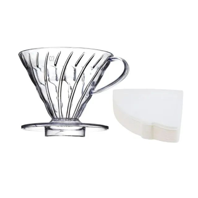 Conjunto V60 02 Jarra 600 ml Porta Filtro Acrílico Balança Chaleira 50 Filtros - Foto 2