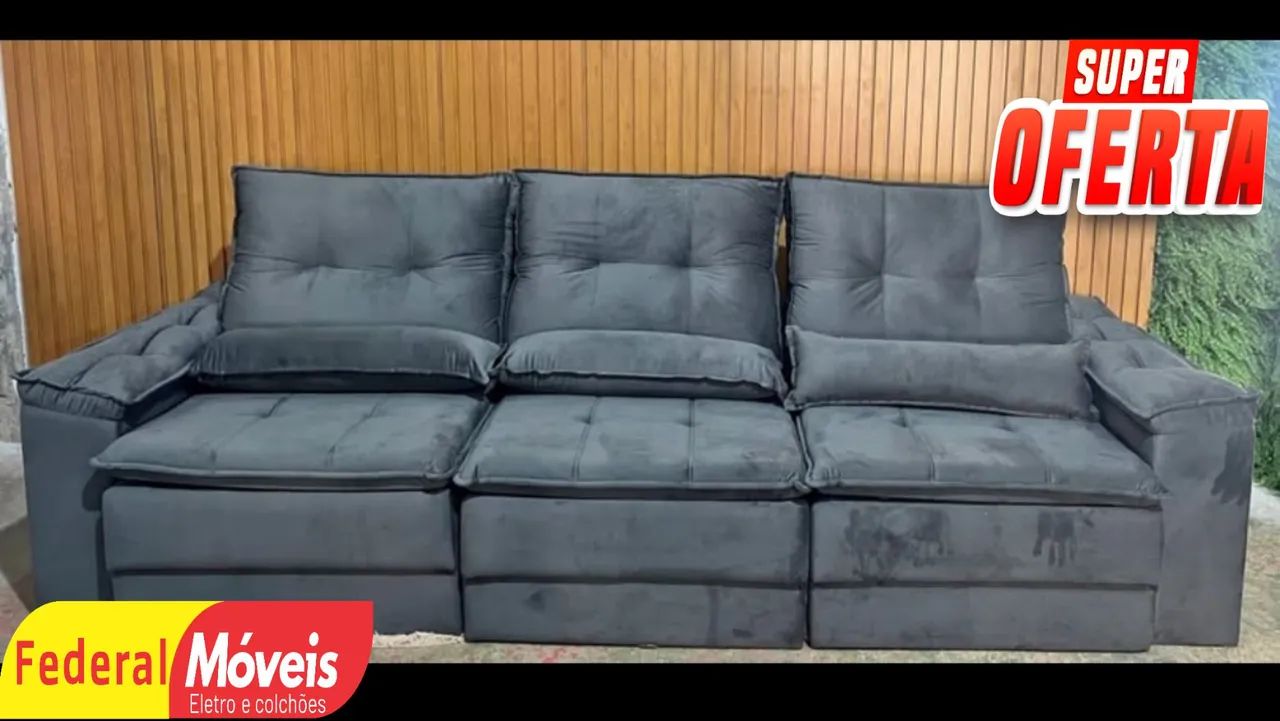Sofá Retrátil 3,05m Veludo D33 - Super Oferta!