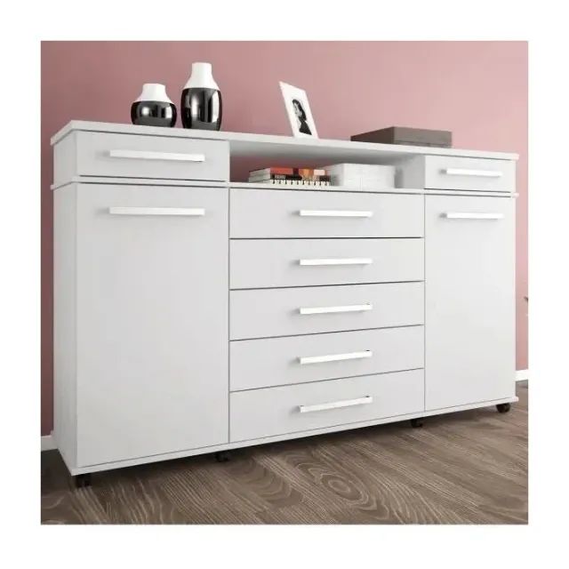 INSTA @TUDO_MOVEIS / CÔMODA 1.70 M COM RODINHAS E CABIDEIRO (MONTAGEM GRÁTIS)