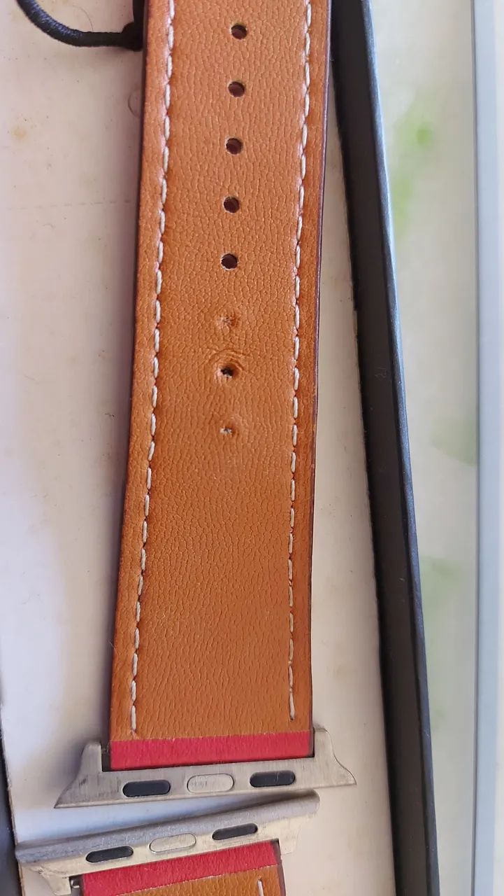 Pulseira de relógio Apple Watch 42mm Vermelha de Couro - Foto 4