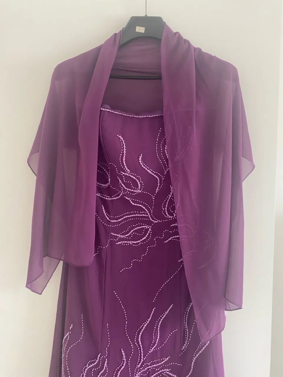 Vestido tomara que caia longo roxo com detalhes em pedraria - Foto 5
