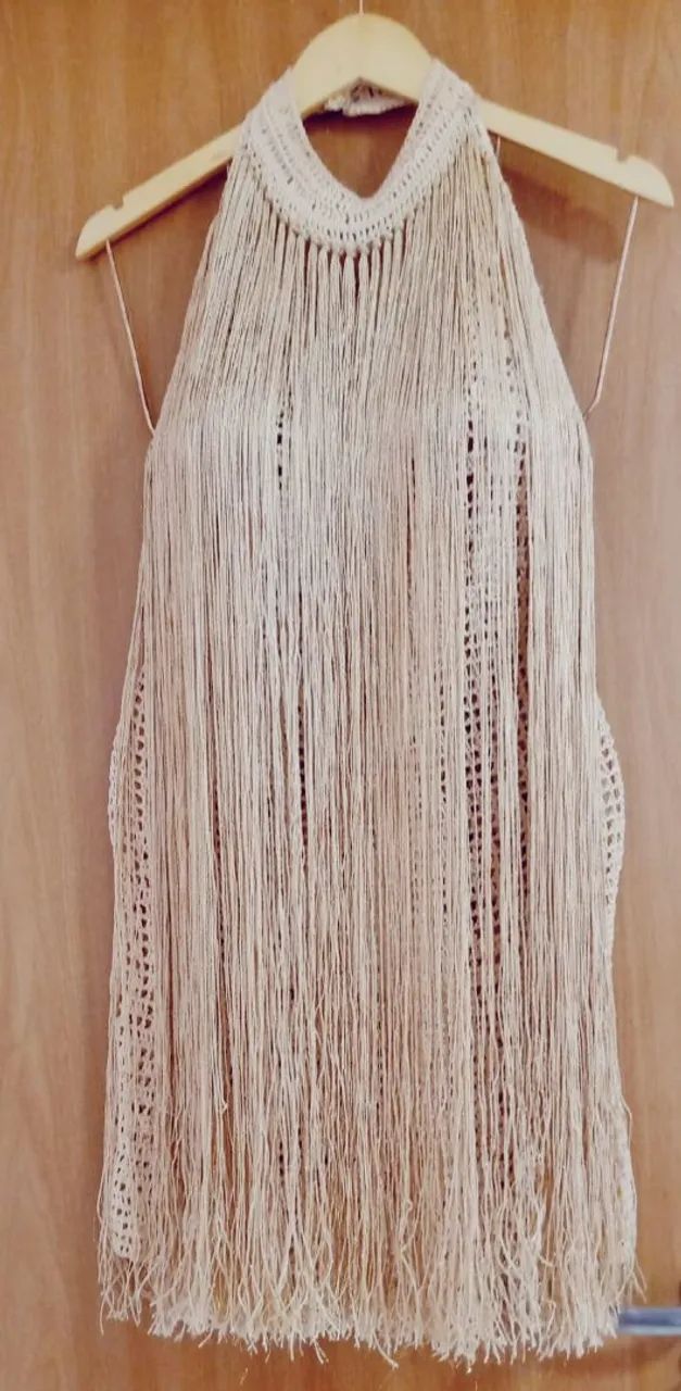 Vestido de Crochê com Franjas