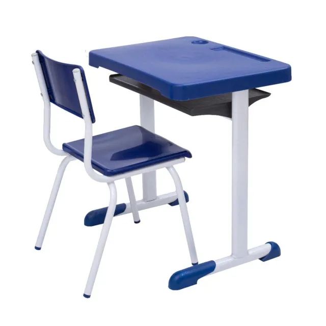 Kit Escolar Individual Azul Mesa e Cadeira Juvenil 6 a 9 Anos Conforto Durável 40999 - Foto 2