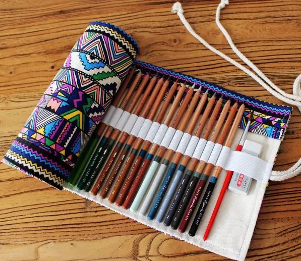 Estojo De Lona 48 Divisões Rolo Corda Prático Resistente sem lápis formas - Foto 2