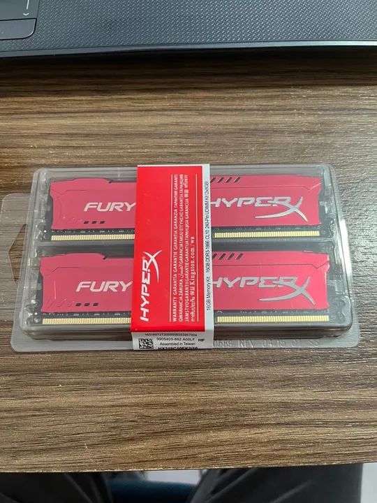 Kit 16gb 2x8gb memória ram kingston hyper x fury ddr3 1866mhz CL 10