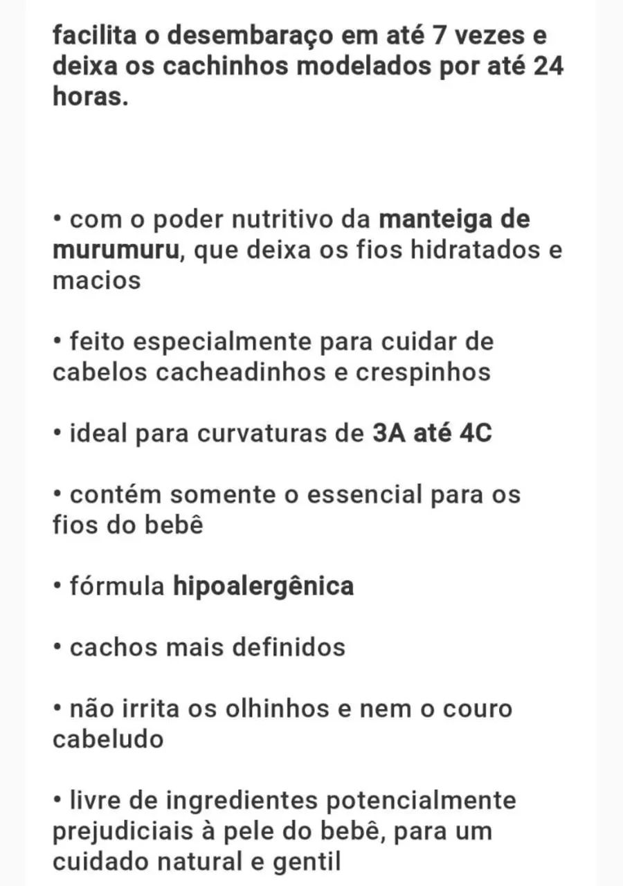 Creme para pentear Natura Mamãe e Bebê Cachinhos e Crespinhos  - Foto 3
