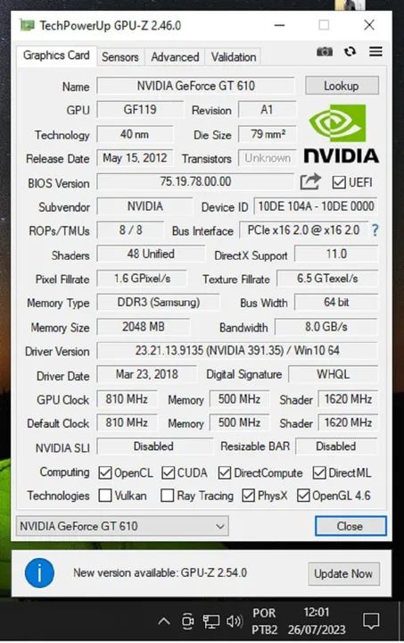 Placa de Vídeo Nvidia GeForce GT 610 2GB DDR3 PCI-Ex com HDMI - Foto 5