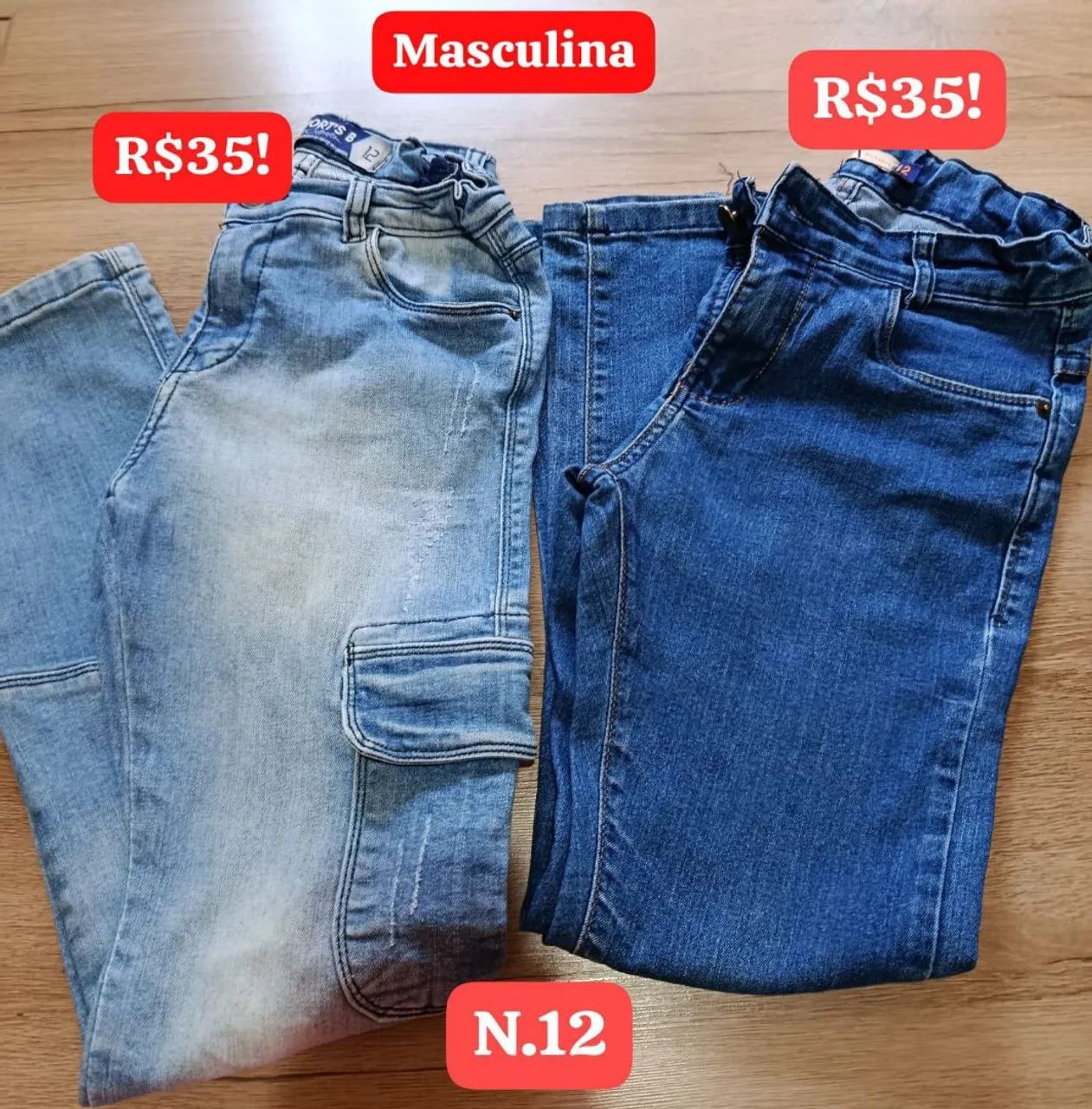 Calças Jeans Masculinas 12 anos 