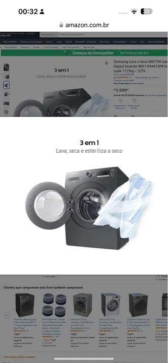 Lava e Seca Samsung WD11M 11kg - Digital Inverter - Branco - Foto 6