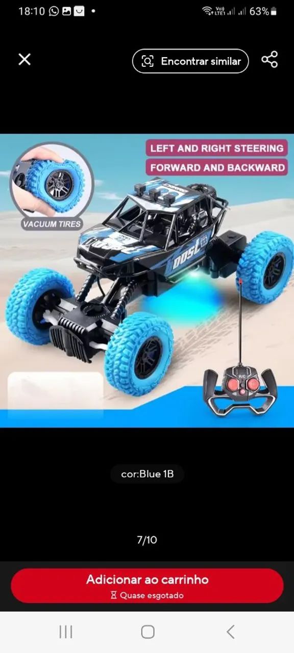 Carro de Controle Remoto 4x4 Off-Road - Foto 4