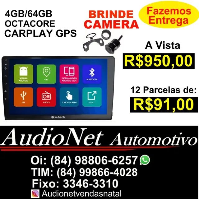 Multimidia Android 4Gb/64Gb Octacore Carplay Sem Fio Gps Tela 9 Polegadas Carro Painel - Foto 2