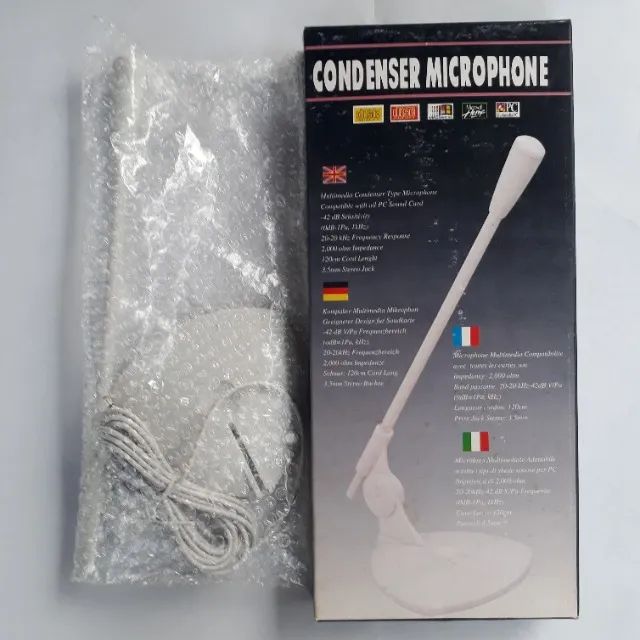 microfone de haste pc antigo novo - branco k18 - Foto 3