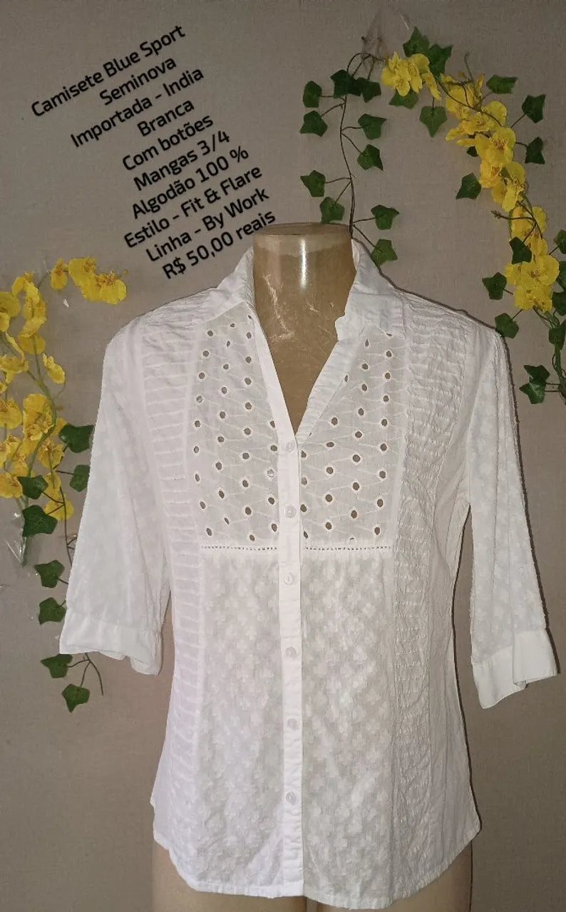 Camisete branca feminina - Seminova - Blue Sport - 42/44-M - Importada - R$ 50,00
