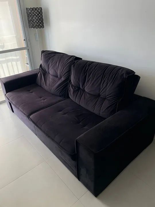 Sofá retrátil e reclinável preto - Foto 2
