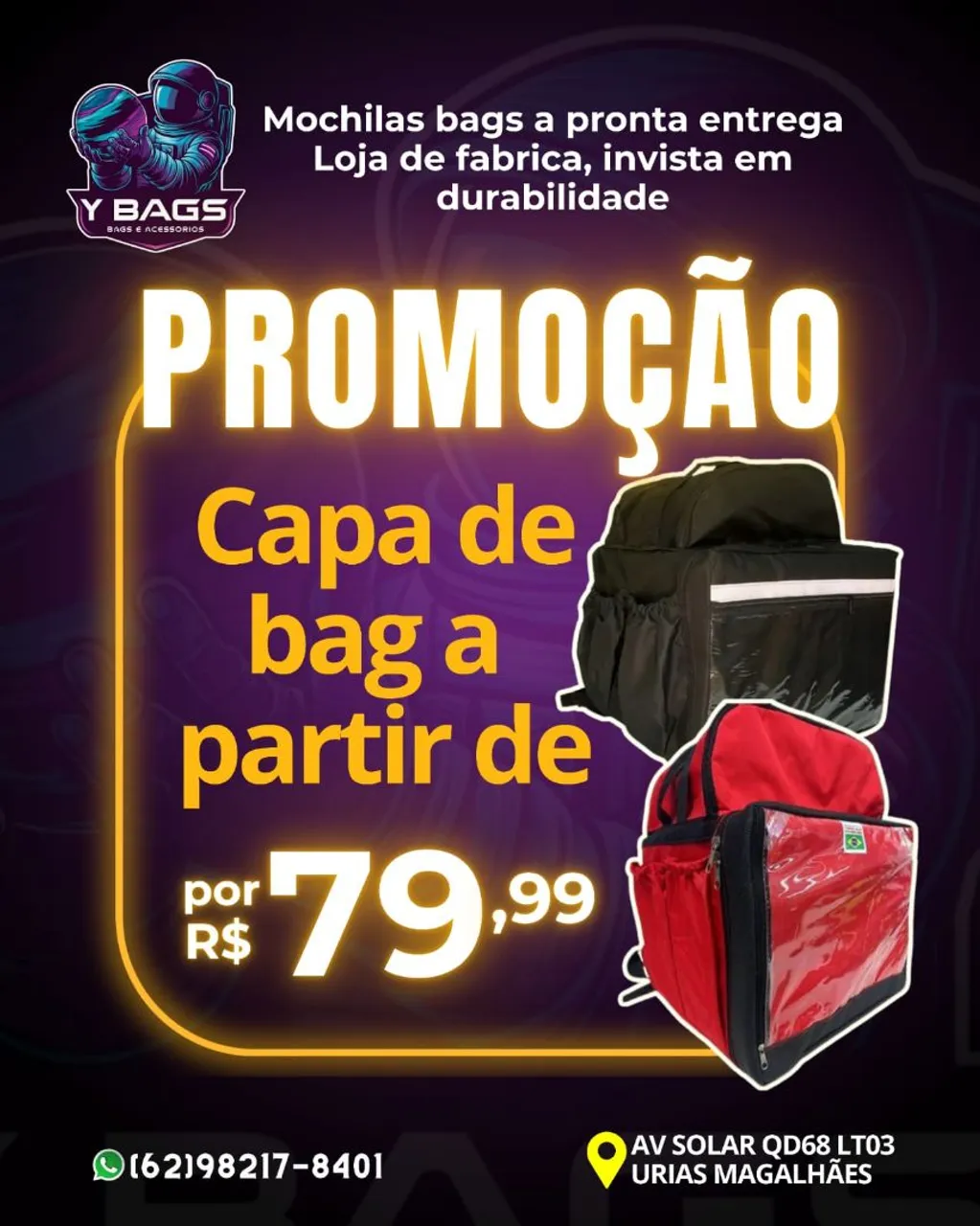 Promoção Capas para Bag a partir de R$79,99!