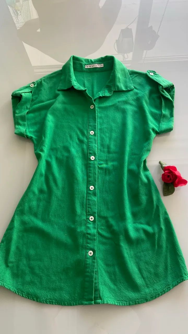 Conjunto feminino 3 peças, short, top e camisa - Foto 5