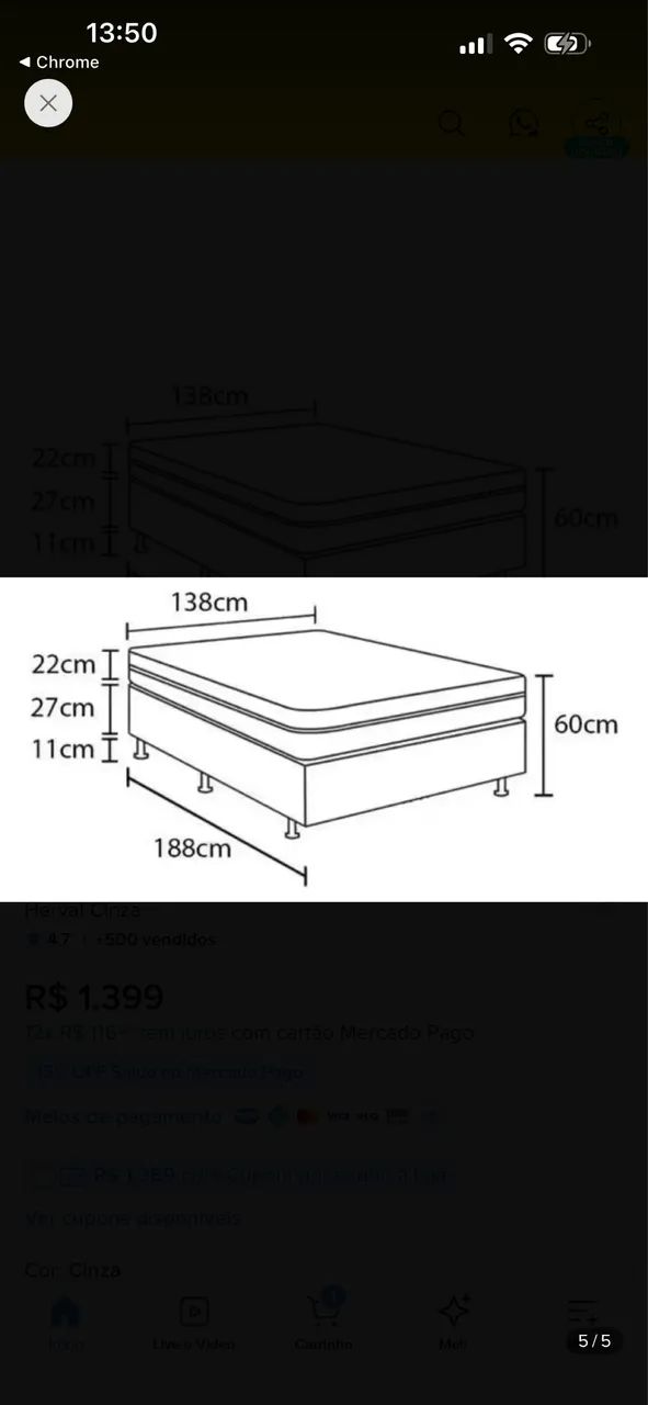 CAMA DE CASAL USADA - Foto 5