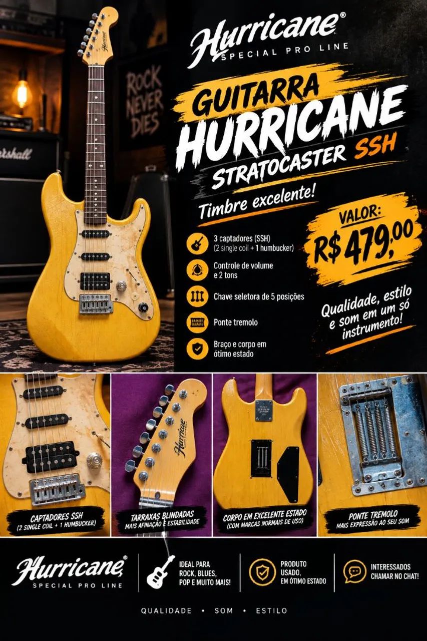 Guitarra Hurricane SSH 