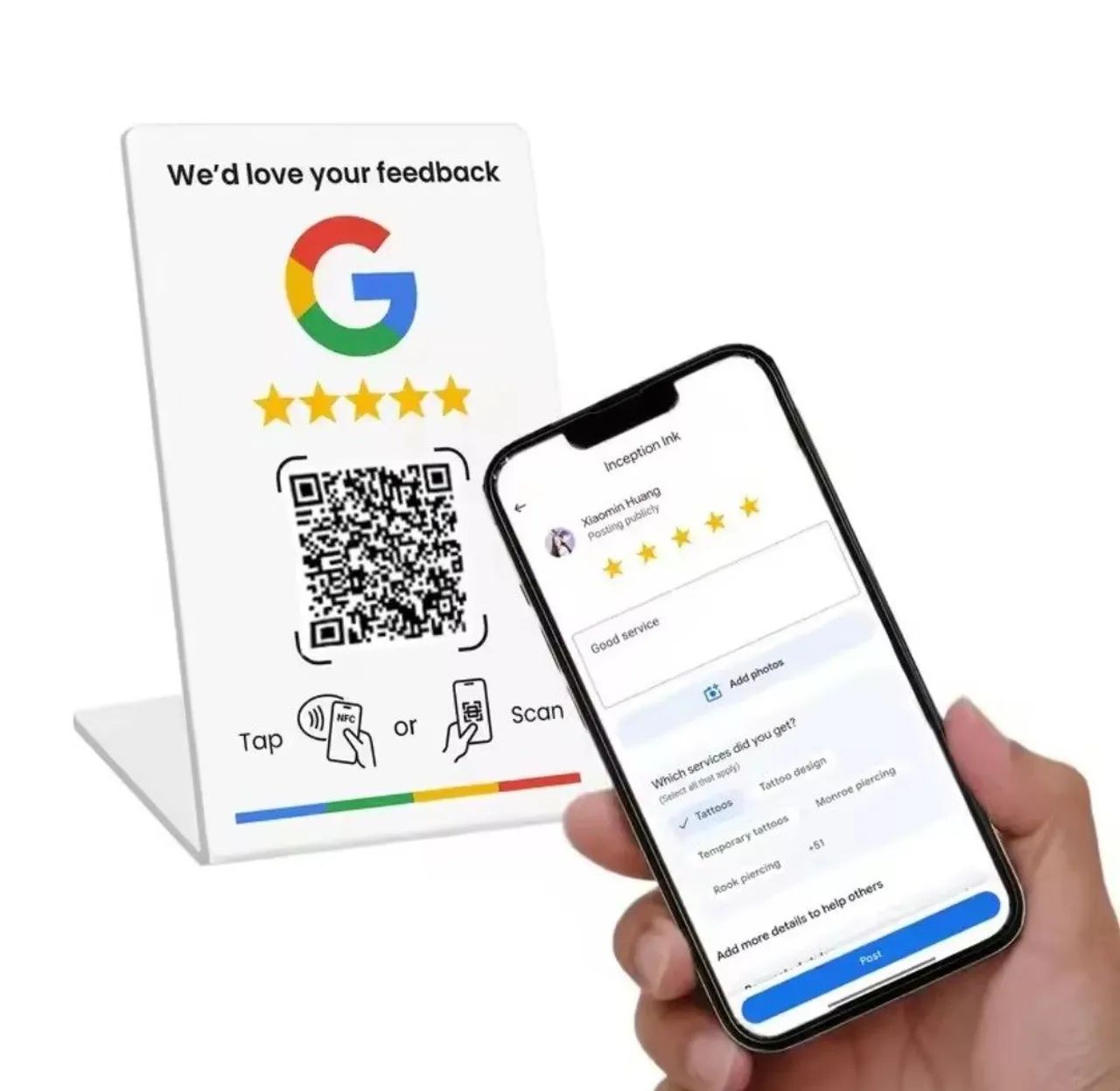 Placa de Avaliação Google Meu Negócio - Aproximação NFC + QR Code - Foto 3