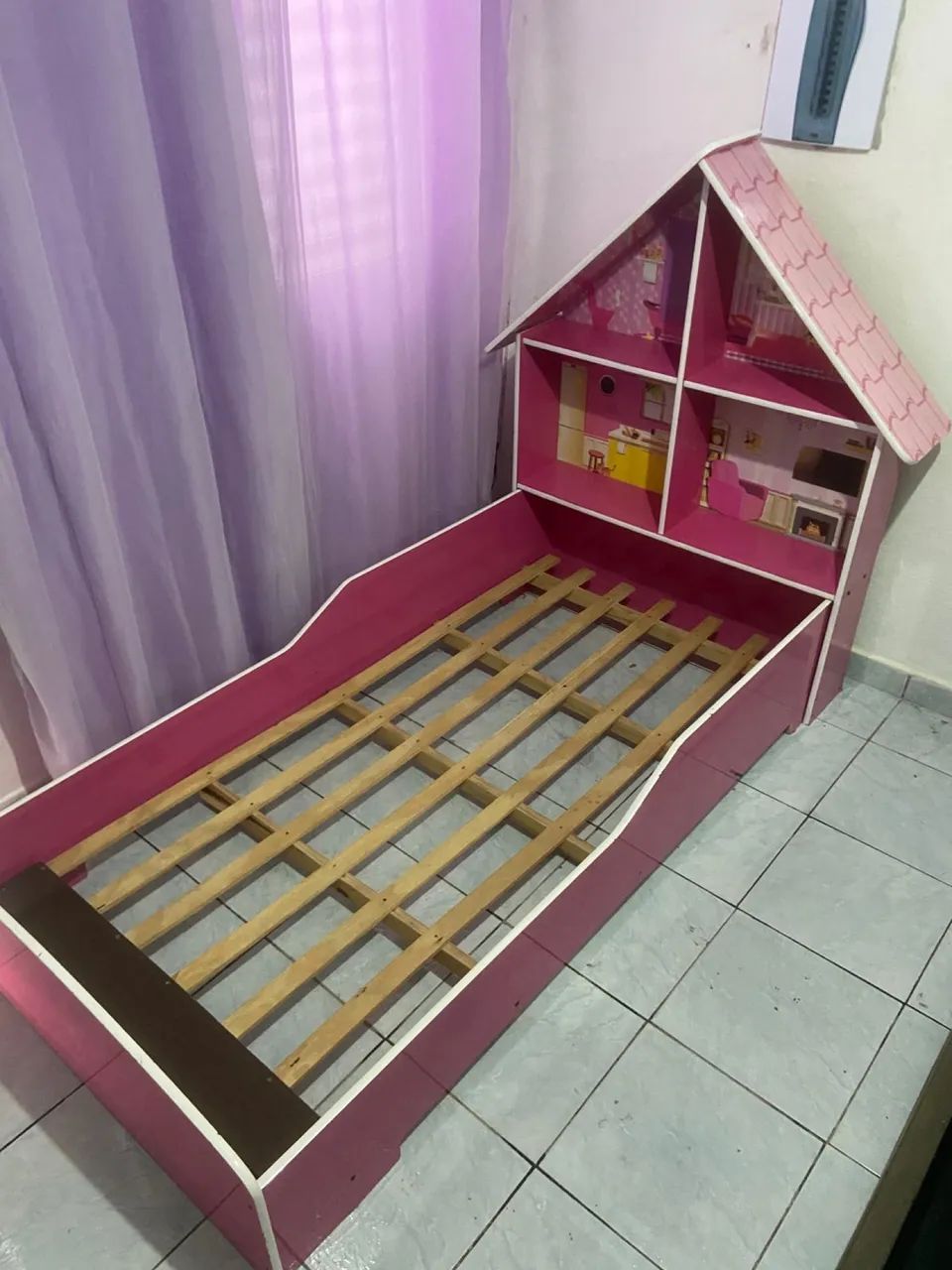 Cama Infantil Casinha Gelius na cor rosa - Foto 3