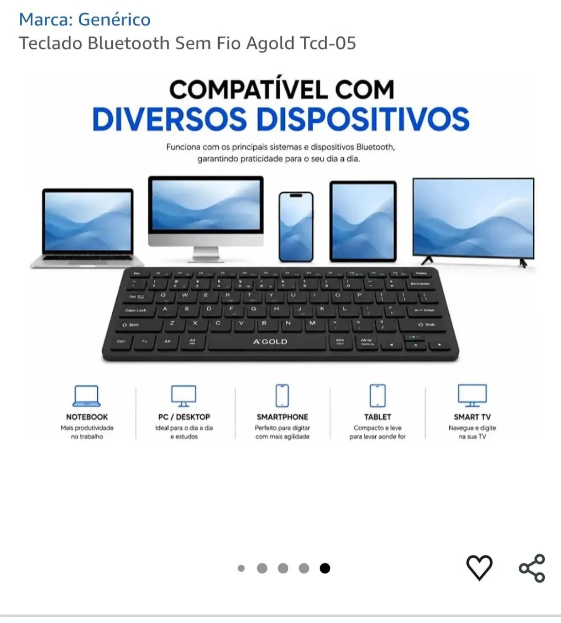 Teclado Bluetooth Sem Fio Agold Tcd-05<br> - Foto 2