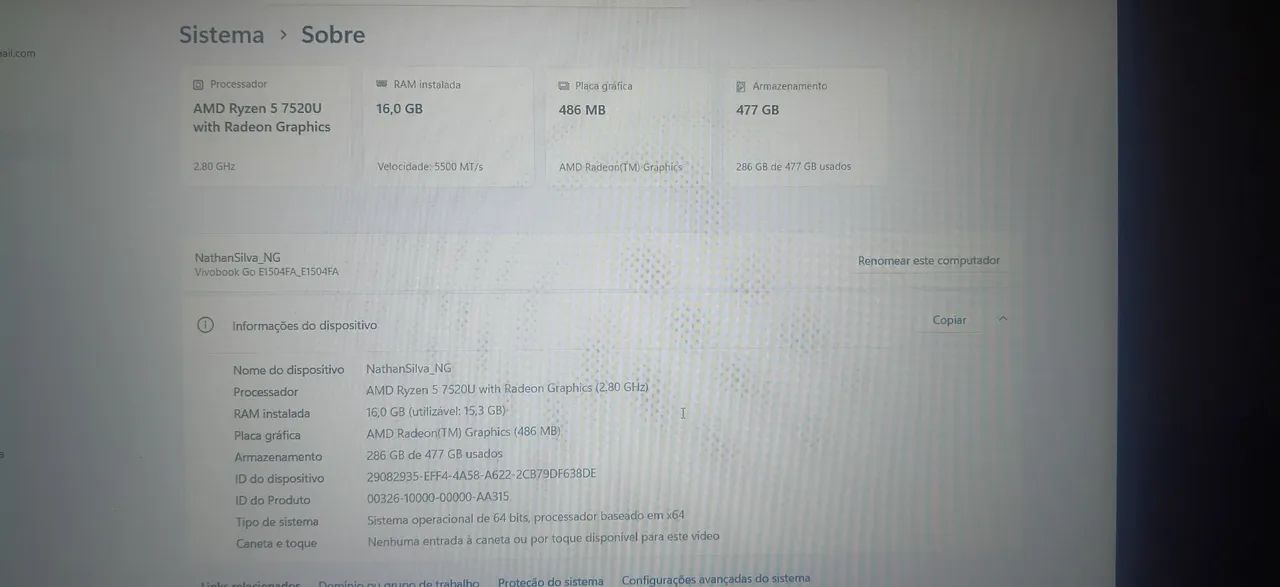 Notebook Asus Vivobook Go 15 16gb ram - Foto 2
