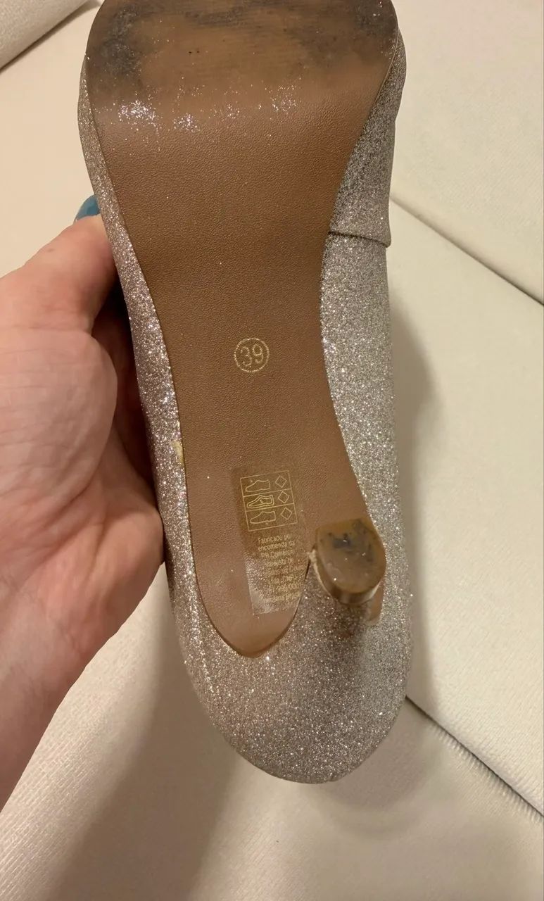 Peep toe Regina rios dourado claro 39 - Foto 3