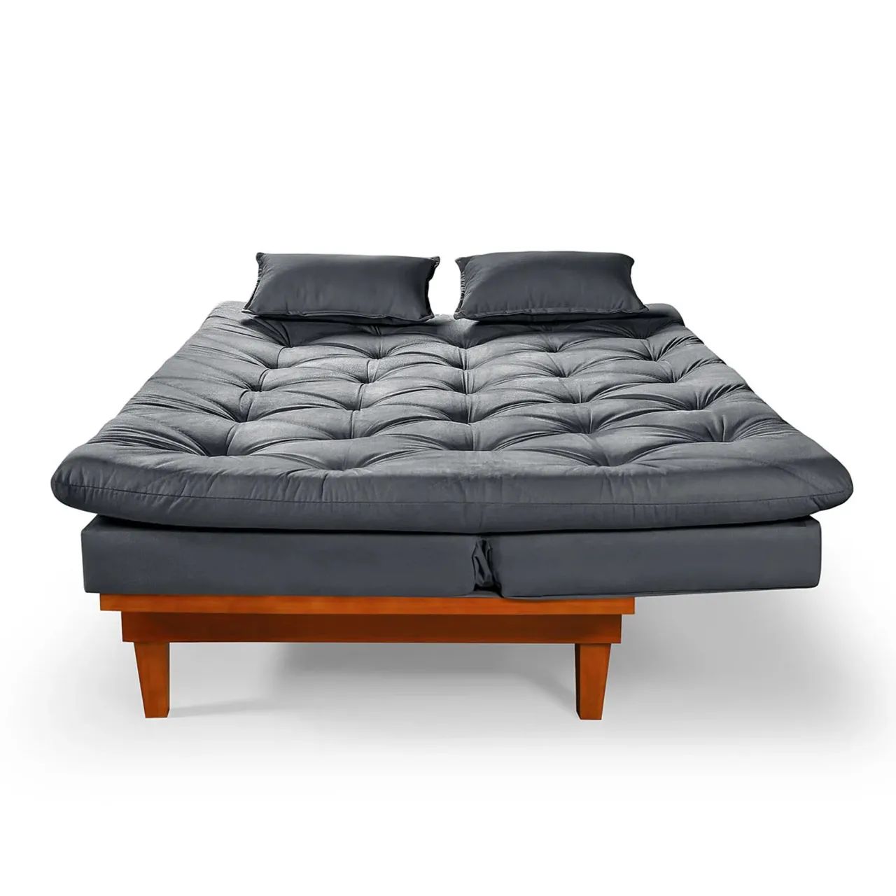 Sofá-cama 3 lugares em suede + 2 banquetas - Foto 2