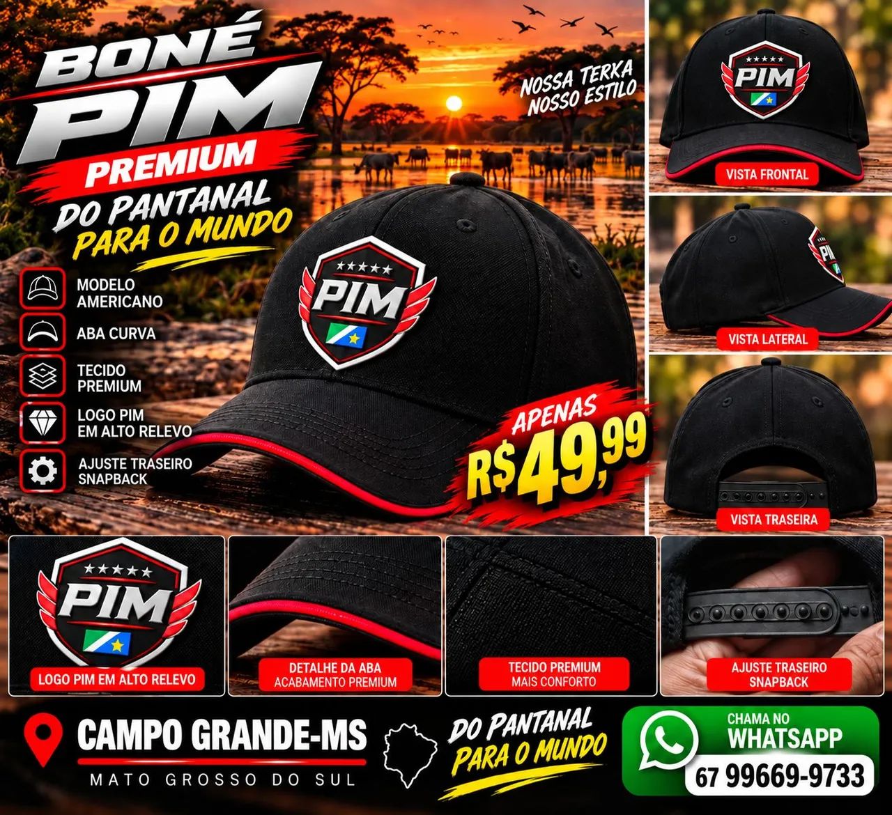 Boné PIM Premium - Nova Marca de Mato Grosso do Sul - Foto 3