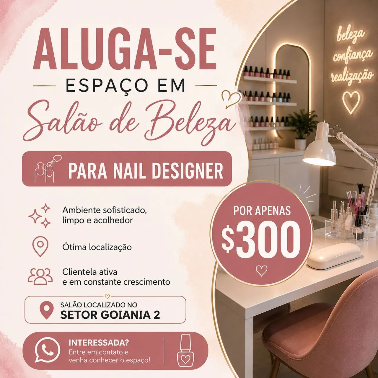Aluga-se espaço para Nail designer