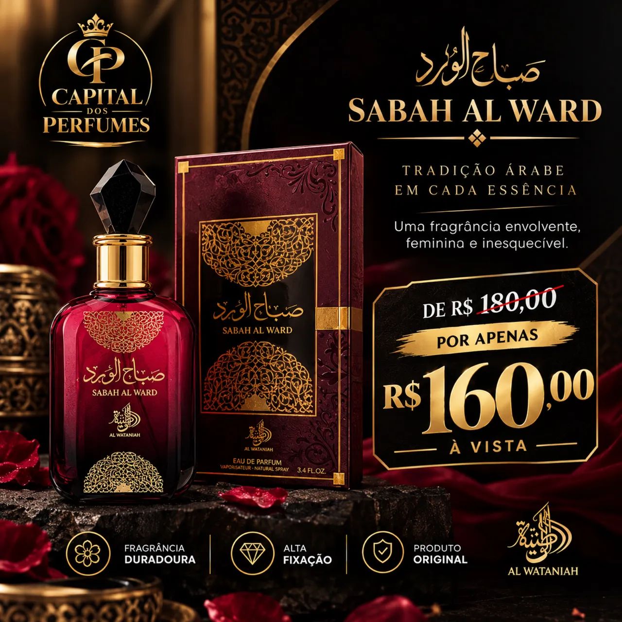 PERFUME ÁRABE SABAH AL WARD 100ML (ORIGINAL)