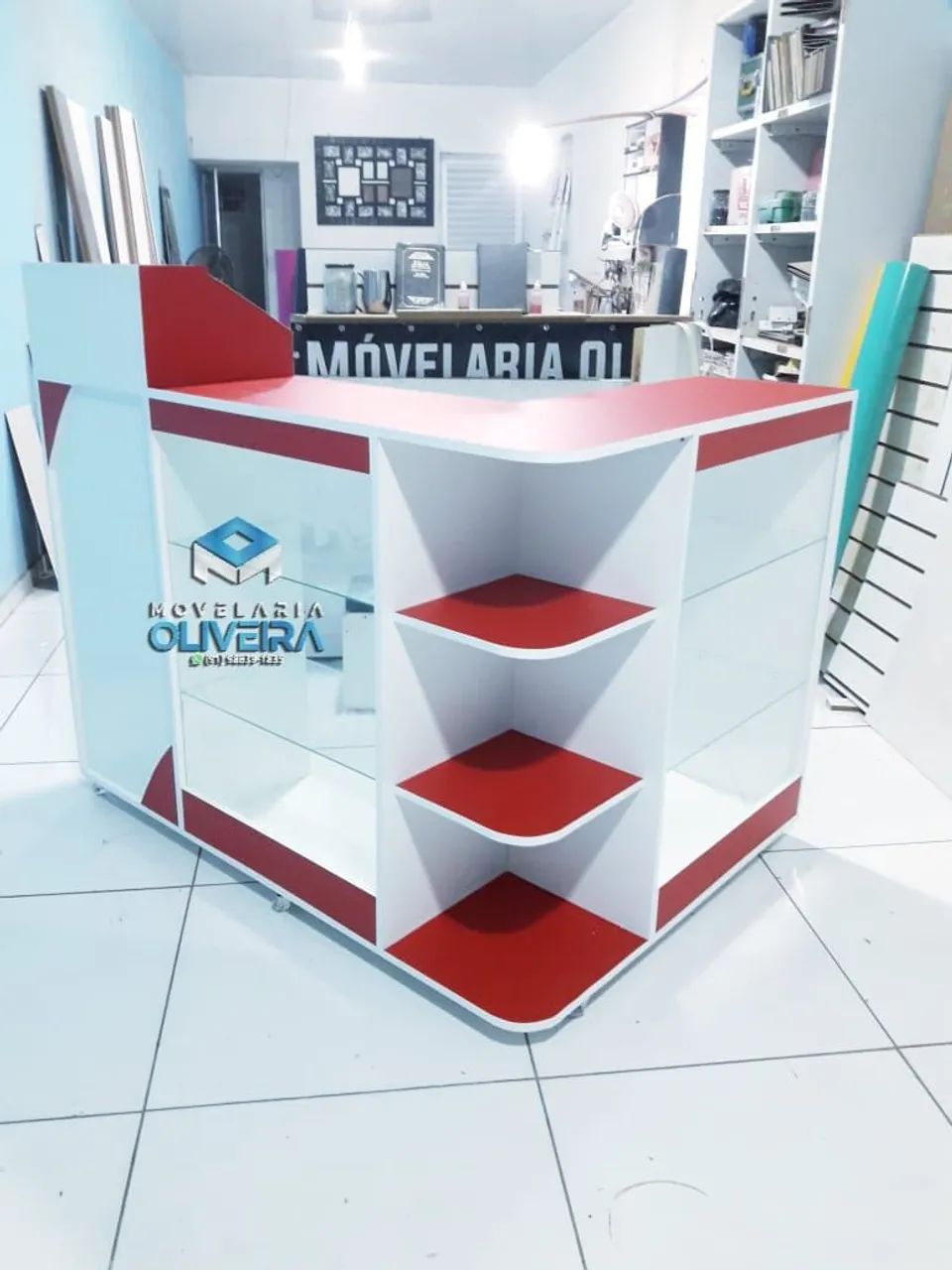 Balcão caixa com vitrine frontal em L personalizado  fabricamos diversos   - Foto 2