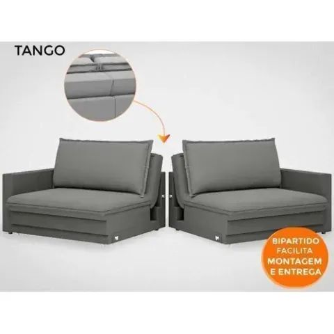 Sofá Tango 2,00m sem caixa, Retrátil e Reclinável Velosuede Bege : - Foto 2