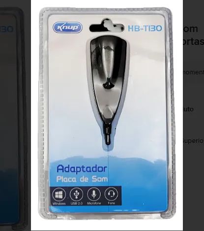 Adaptador USB Áudio 2xP2 Fone e Microfone HB-TI30 - Knup - Foto 4