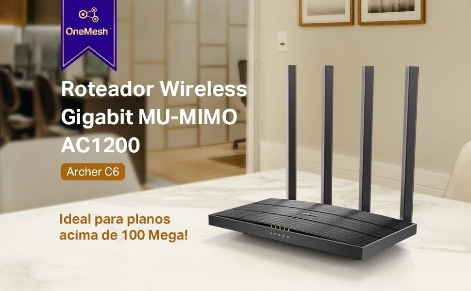 Roteador TP-link com wifi mesh Archer C6 - Foto 4