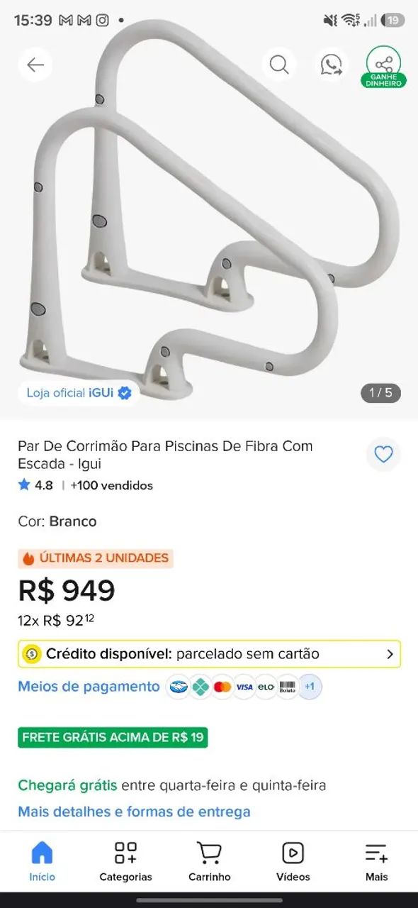 Corrimão Original iGUi para Piscina - Novo na Caixa - Foto 5