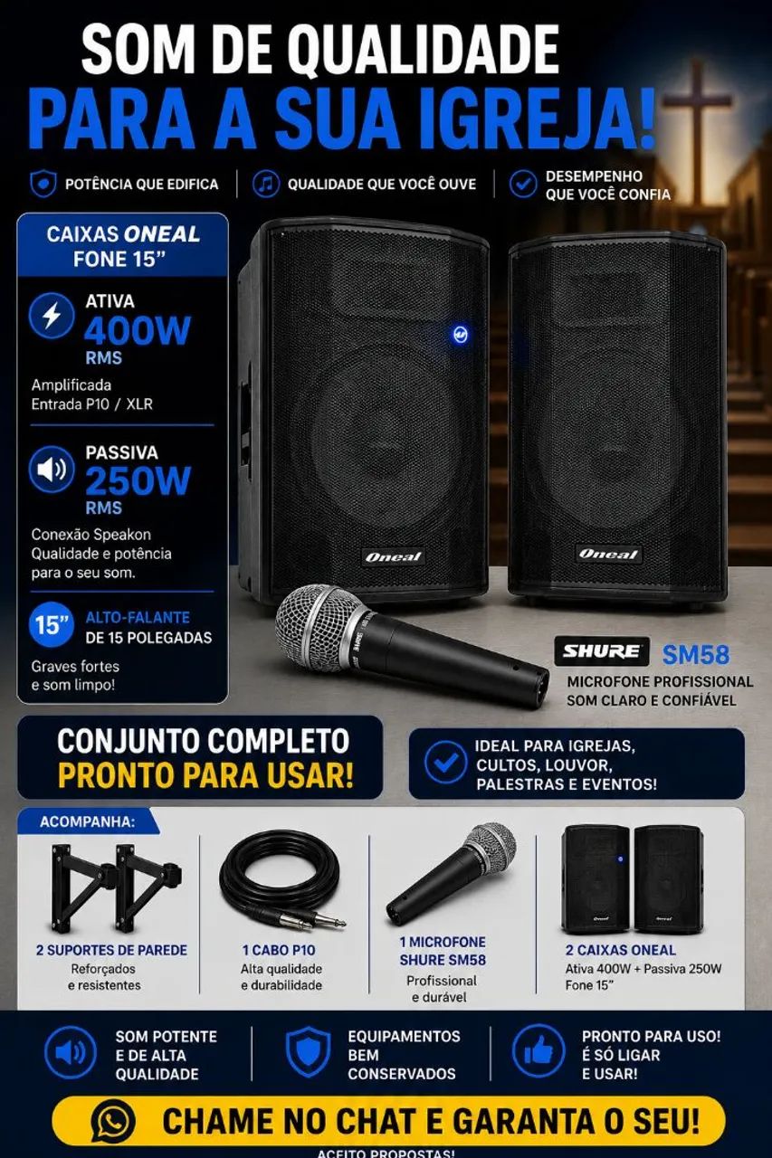 Par de caixa de som Oneal 650 w fone de 15 - Foto 4