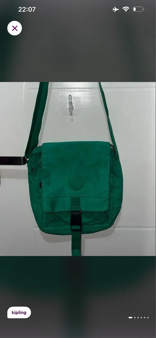 Bolsa kipling verde transversal 
