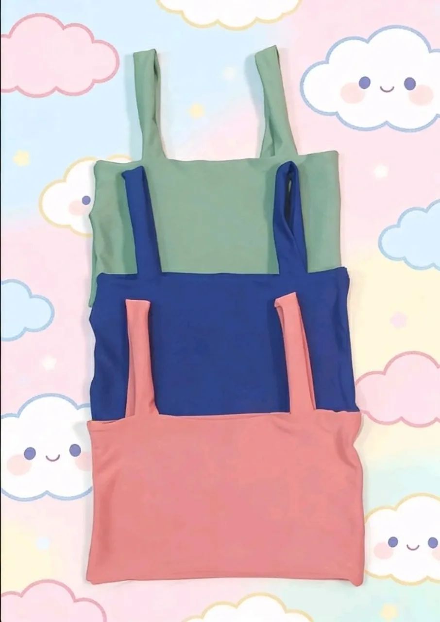 KIT COM 3 TOPS CROPPEDS MENINA INFANTIL FRENTE FORRADA - Foto 5